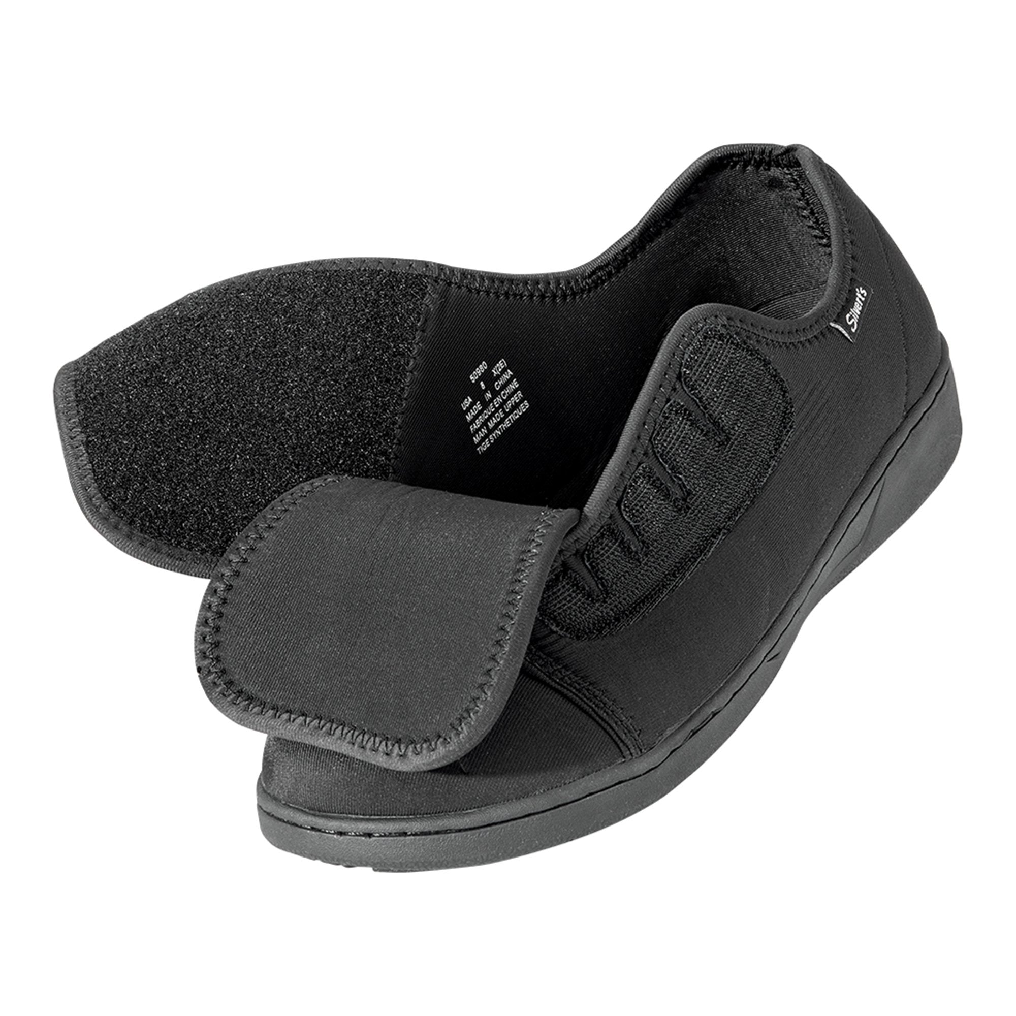 Silverts® Ultra Comfort Flex Hook and Loop Closure Shoe, Size 13, Black