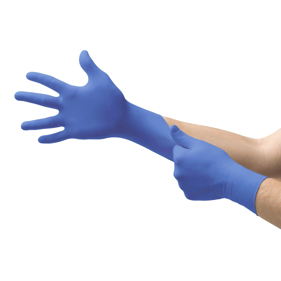 Exam Glove MICROFLEX® Cobalt® Large NonSterile Nitrile Standard Cuff Length Fully Textured Blue Not Rated