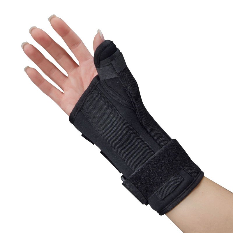 Wrist Brace with Thumb Spica Polyester Foam / Nylon / Tricot Right Hand Black Small