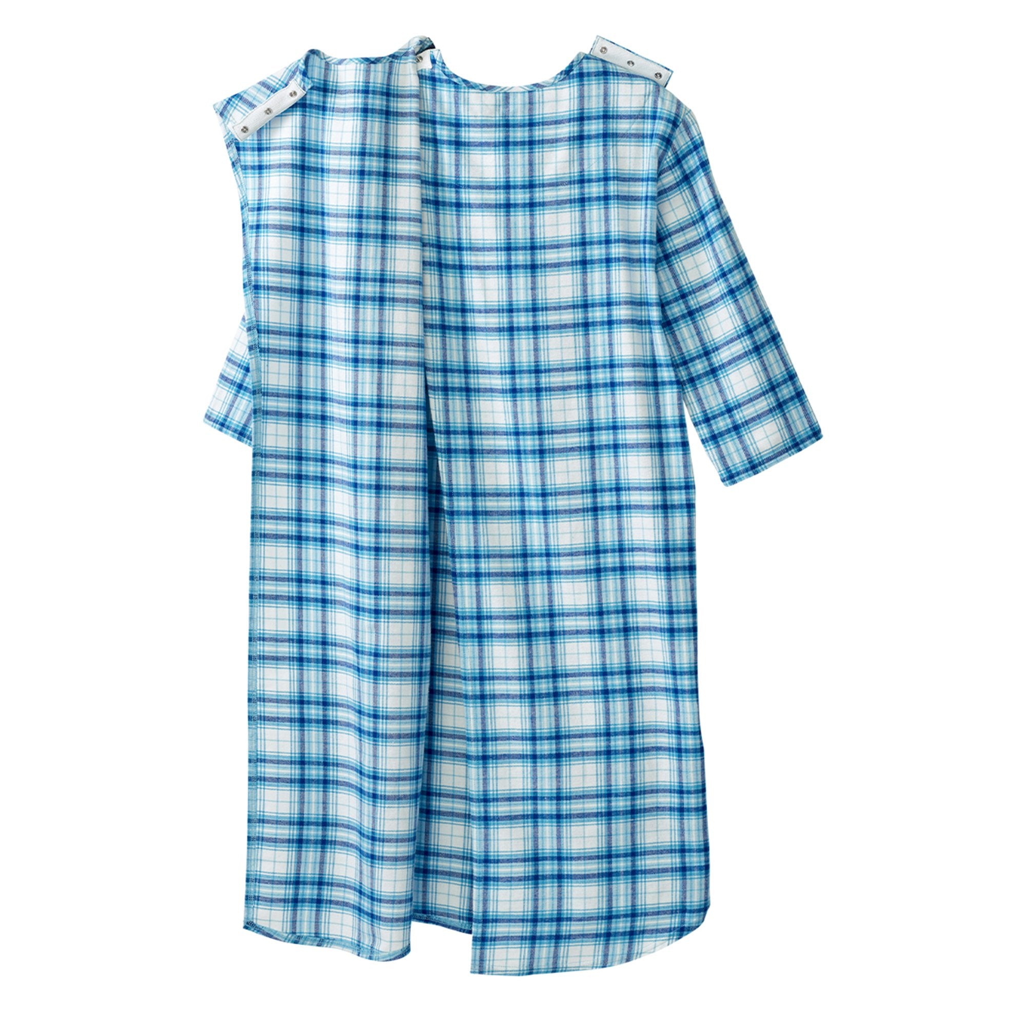 Silverts® Shoulder Snap Patient Exam Gown, Small, Turquoise Plaid
