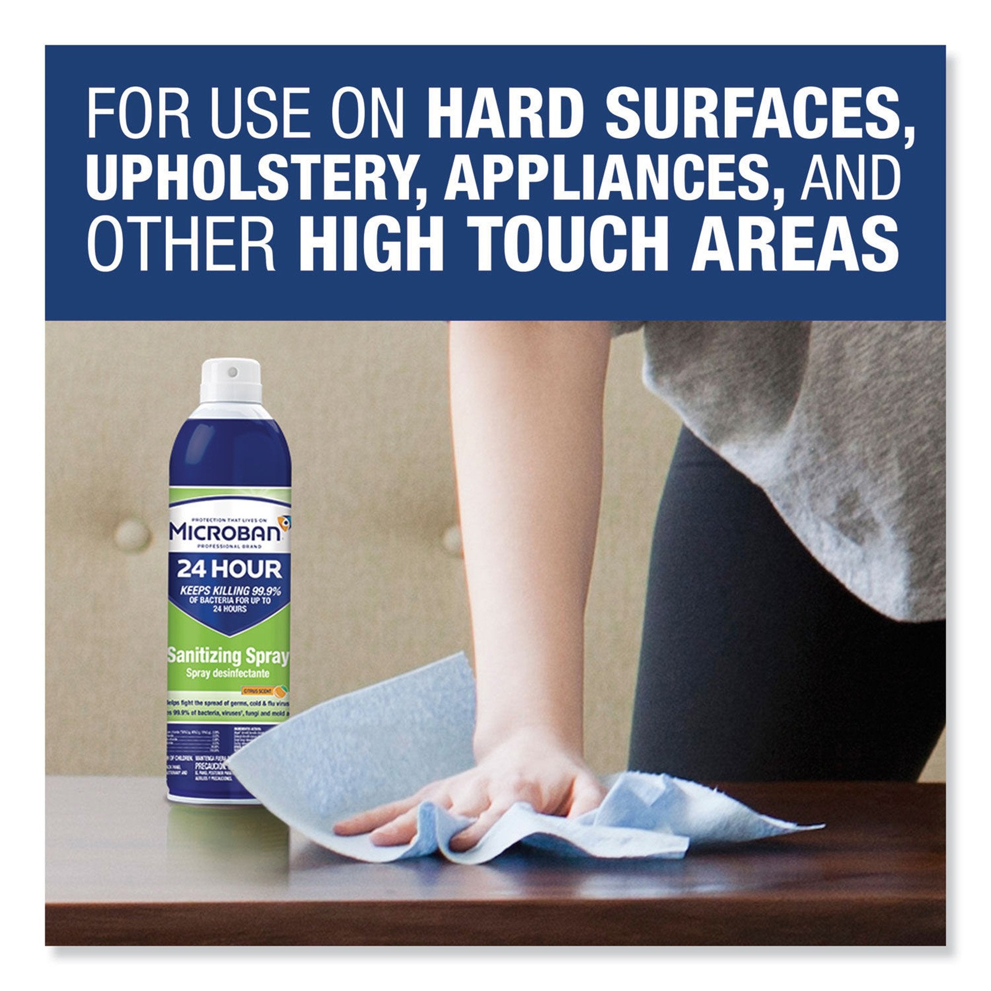 Microban® Surface Disinfectant / Sanitizer Quaternary Based Aerosol Spray Liquid 15 oz. Can Citrus Scent NonSterile