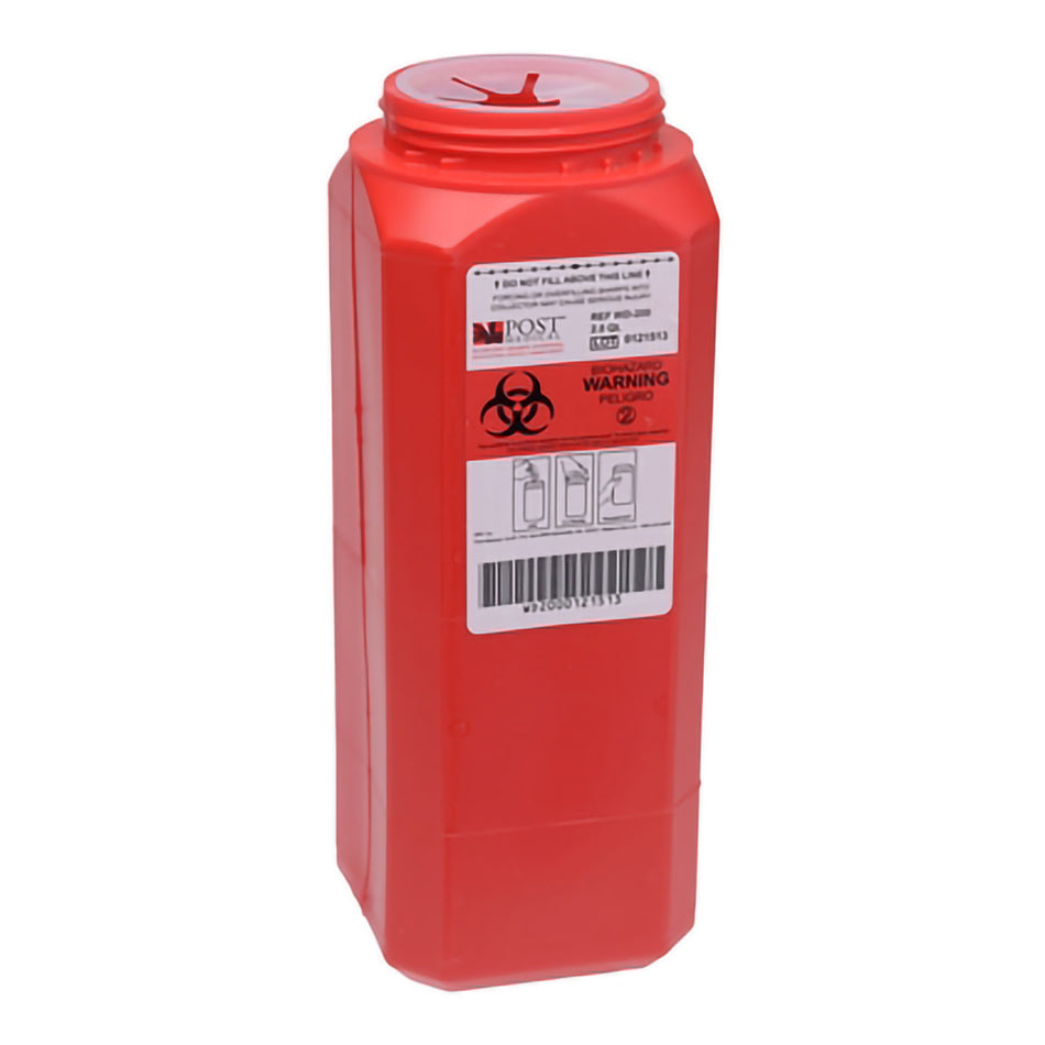 Sharps Container Post Medical A.N.D.™ Red Base 10 H X 3 W X 3 D Inch Vertical Entry 0.5 Gallon