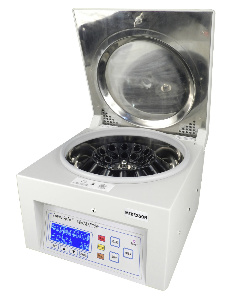 Fixed Angle Centrifuge McKesson 24 Place Fixed Angle Rotor Digital variable speed control with speed range from 500 RPM to 4,000 RPM