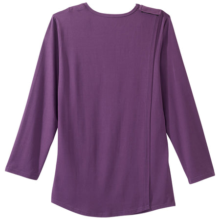 Silverts® Women's Open Back Embellished Long Sleeve Top, Eggplant, Small