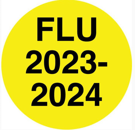 Pre-Printed Label UAL™ Auxiliary Label Yellow Fluorescent paper FLU 2023-2023 Black Communication Label 1/2 X 1/2 Inch