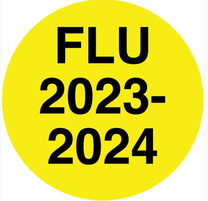Pre-Printed Label UAL™ Auxiliary Label Yellow Fluorescent paper FLU 2023-2023 Black Communication Label 1/2 X 1/2 Inch