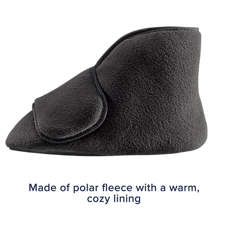 Diabetic Bootie Slippers Silverts® Unisex Adult X-Large / X-Wide Hard Sole Single Patient Use Black