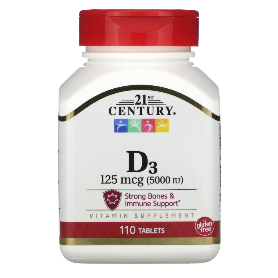 Vitamin Supplement 21st Century® Vitamin D / Calcium 5,000 IU Strength Tablet 110 per Bottle