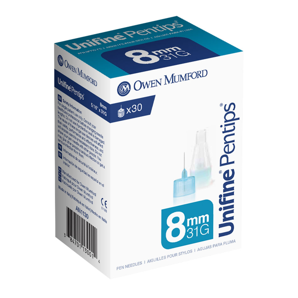Standard Insulin Pen Needle Unifine® Pentips® 31 Gauge 8 mm Length NonSafety
