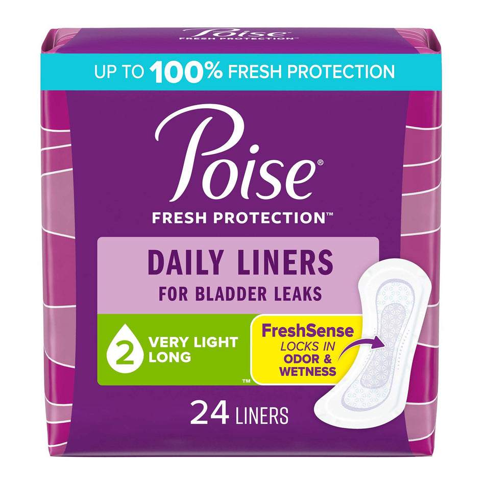 Bladder Control Pad Poise® Fresh Protection™ 8-1/2 Inch Length Light Absorbency Sodium Polyacrylate Core One Size Fits Most