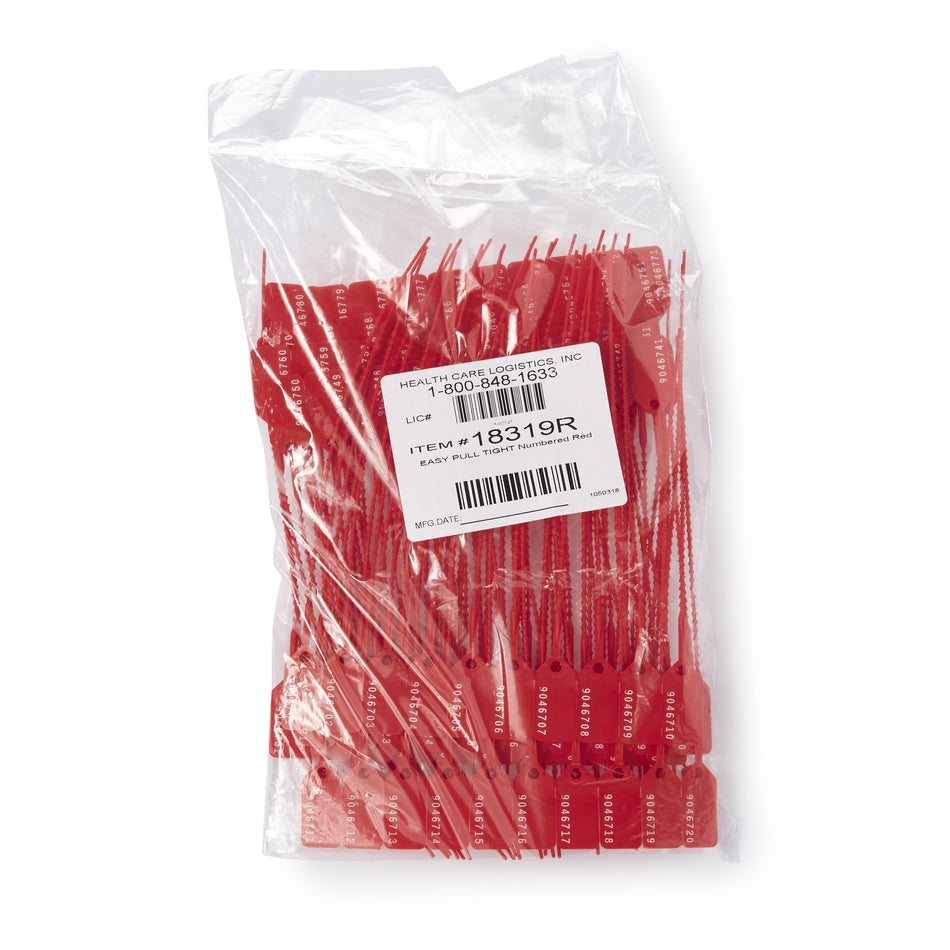 Easy Pull-Tight Seal Health Care Logistics Consecutively Numbered Red Polypropylene 8-7/8 Inch