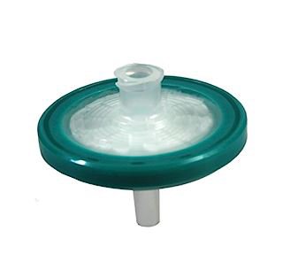 Millex® Syringe Filter Sterile, 0.22 µm Pore Size, 3.3 cm Diameter, Green, 145 PSI, Male Luer Slip Outlet, Female Luer Lok Inlet