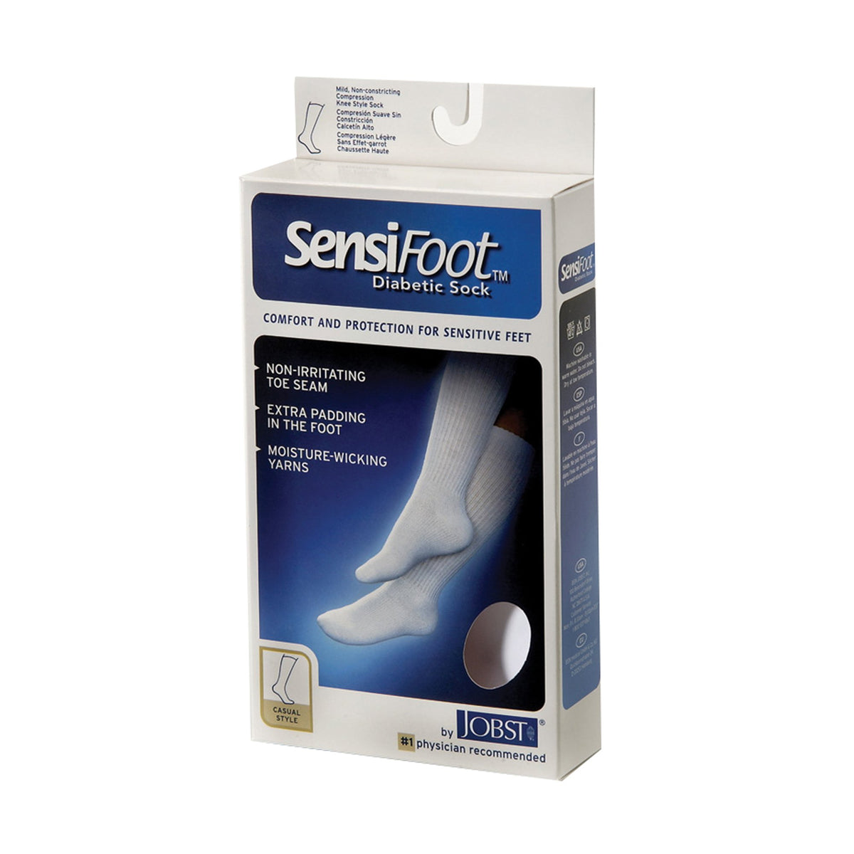 Diabetic Compression Socks JOBST® Sensifoot™ Knee High Large White Closed Toe