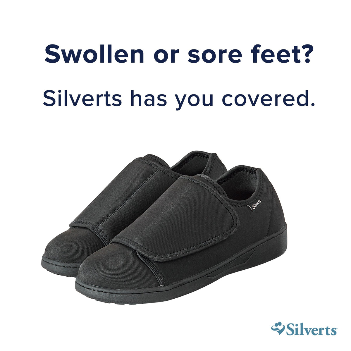 Silverts® Ultra Comfort Flex Hook and Loop Closure Shoe, Size 12, Black