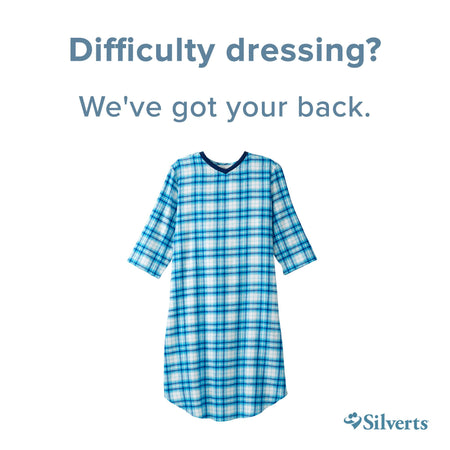 Silverts® Shoulder Snap Patient Exam Gown, 3X-Large, Turquoise Plaid