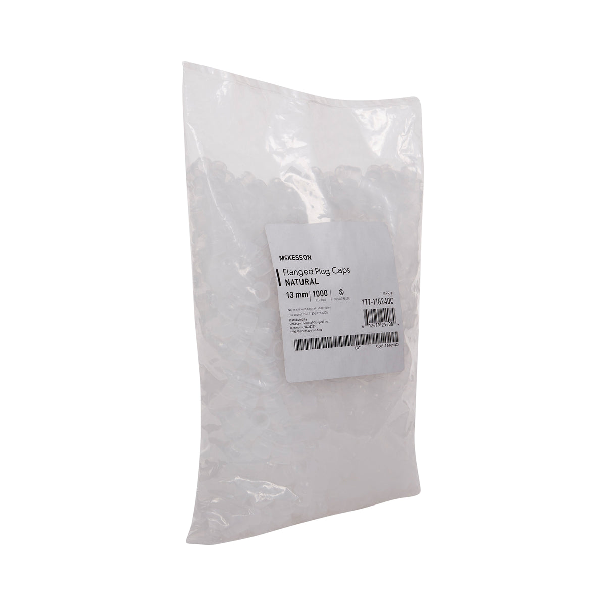 McKesson Tube Closure Polyethylene Flanged Plug Cap Natural 13 mm For Use with 13 mm Blood Drawing Tubes, Glass Test Tubes, Plastic Culture Tubes NonSterile