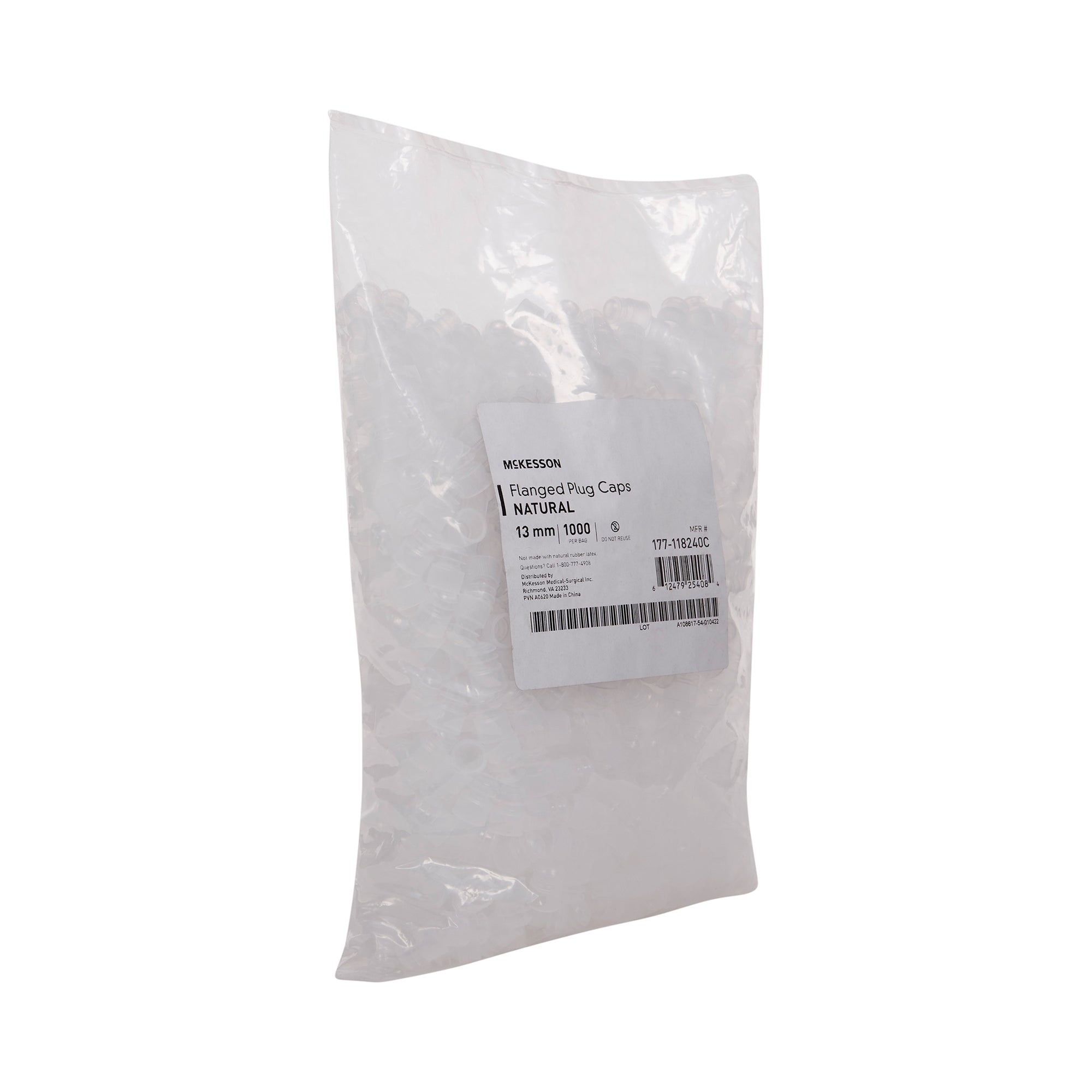 McKesson Tube Closure Polyethylene Flanged Plug Cap Natural 13 mm For Use with 13 mm Blood Drawing Tubes, Glass Test Tubes, Plastic Culture Tubes NonSterile