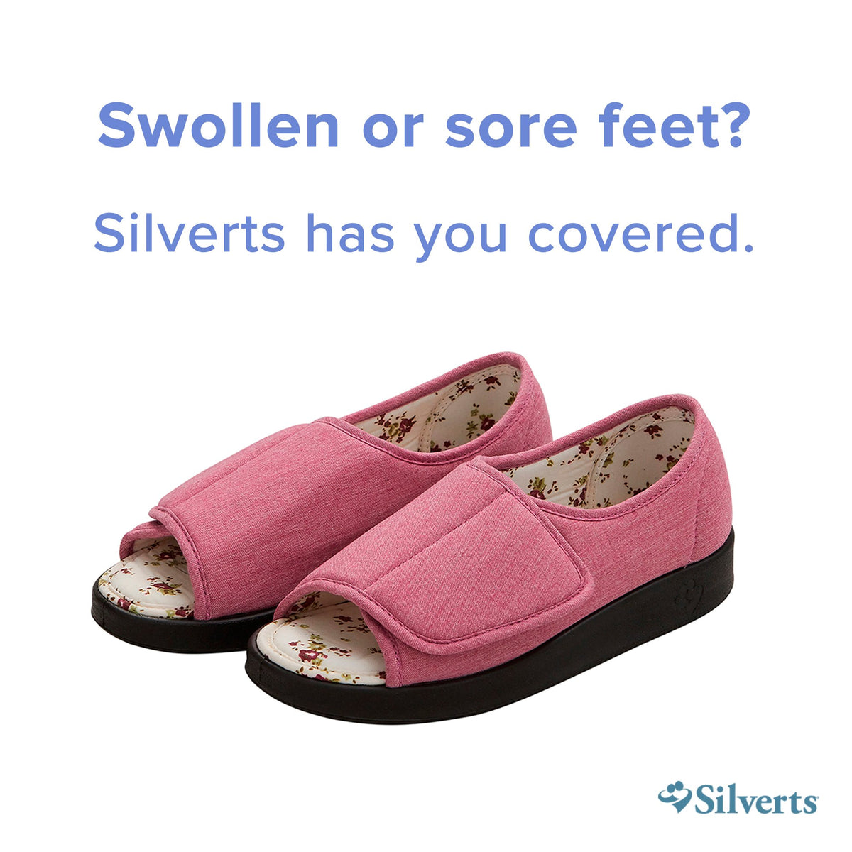 Silverts® Hook and Loop Closure Shoe, Size 8, Misty Rose