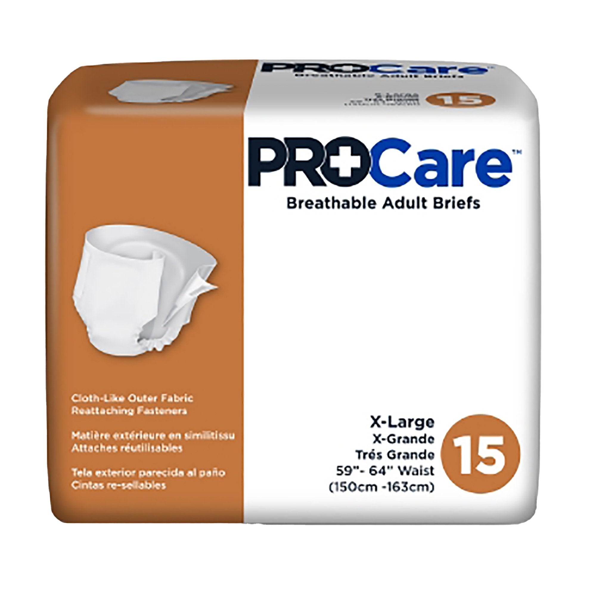 Unisex Adult Incontinence Brief ProCare™ X-Large Disposable Heavy Absorbency