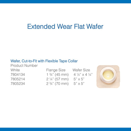 Ostomy Barrier Securi-T® Trim to Fit, Extended Wear Adhesive Tape Collar 57 mm Flange Red Code System Up to 1-3/4 Inch Opening 5 X 5 Inch