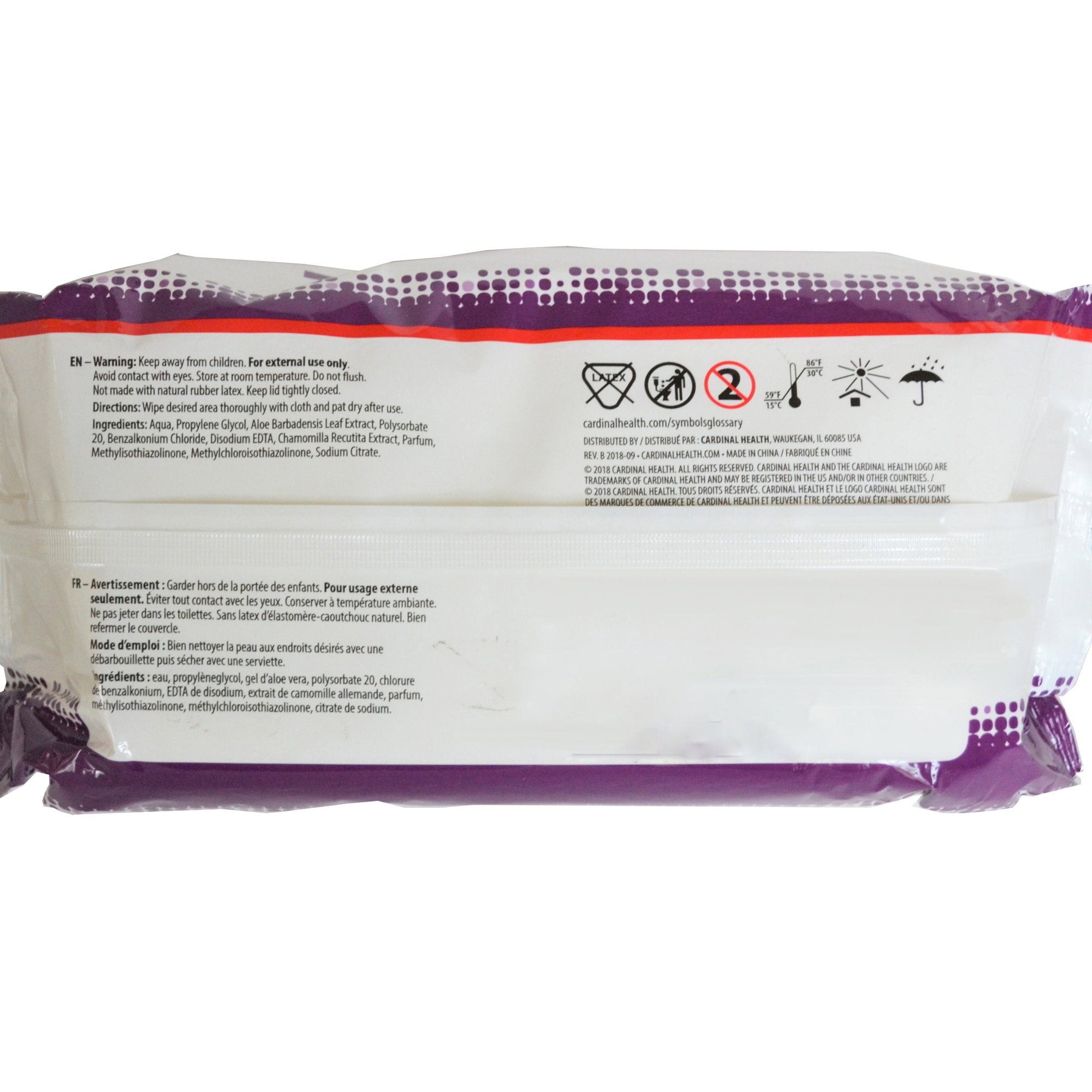 Rinse-Free Personal Wipe Cardinal Health™ Soft Pack Water / Propylene Glycol / Aloe Scented 42 Count