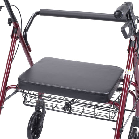 Bariatric 4 Wheel Rollator drive™ Go-Lite Red Adjustable Height / Folding Steel Frame
