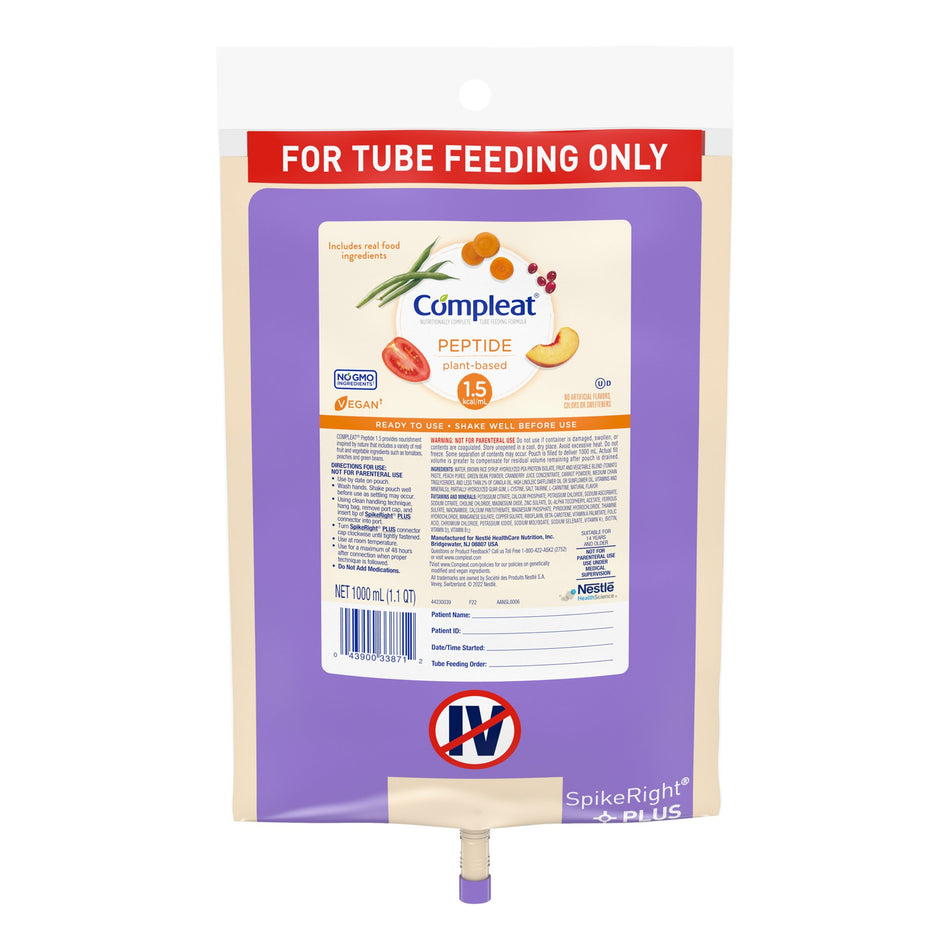Pediatric Tube Feeding Formula Compleat® Pediatric Peptide 1.5 Vegetable / Fruit Medley Flavor 1000 mL Bag Liquid Real Food Ingredients