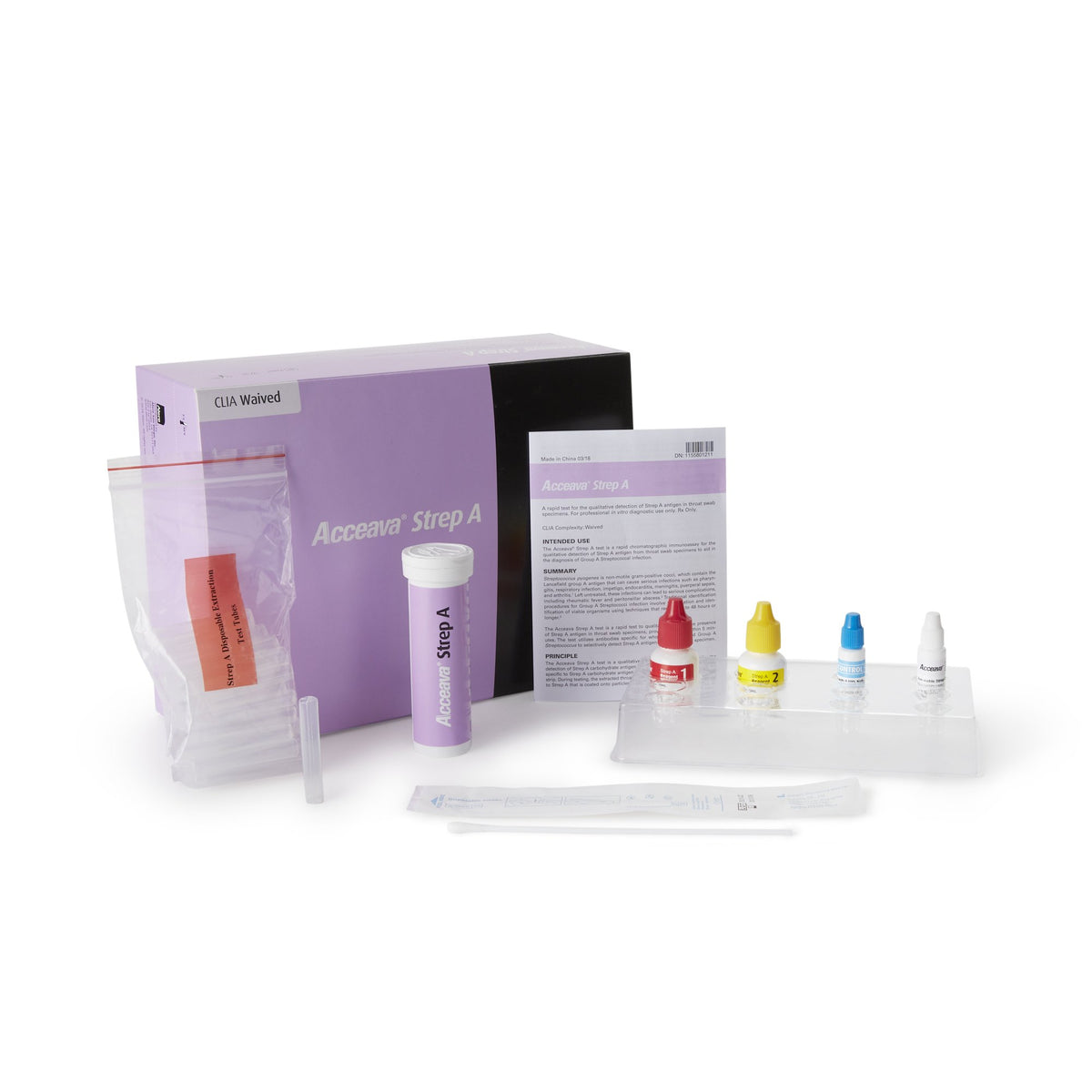 Respiratory Test Kit Acceava® Strep A Test 50 Tests CLIA Waived