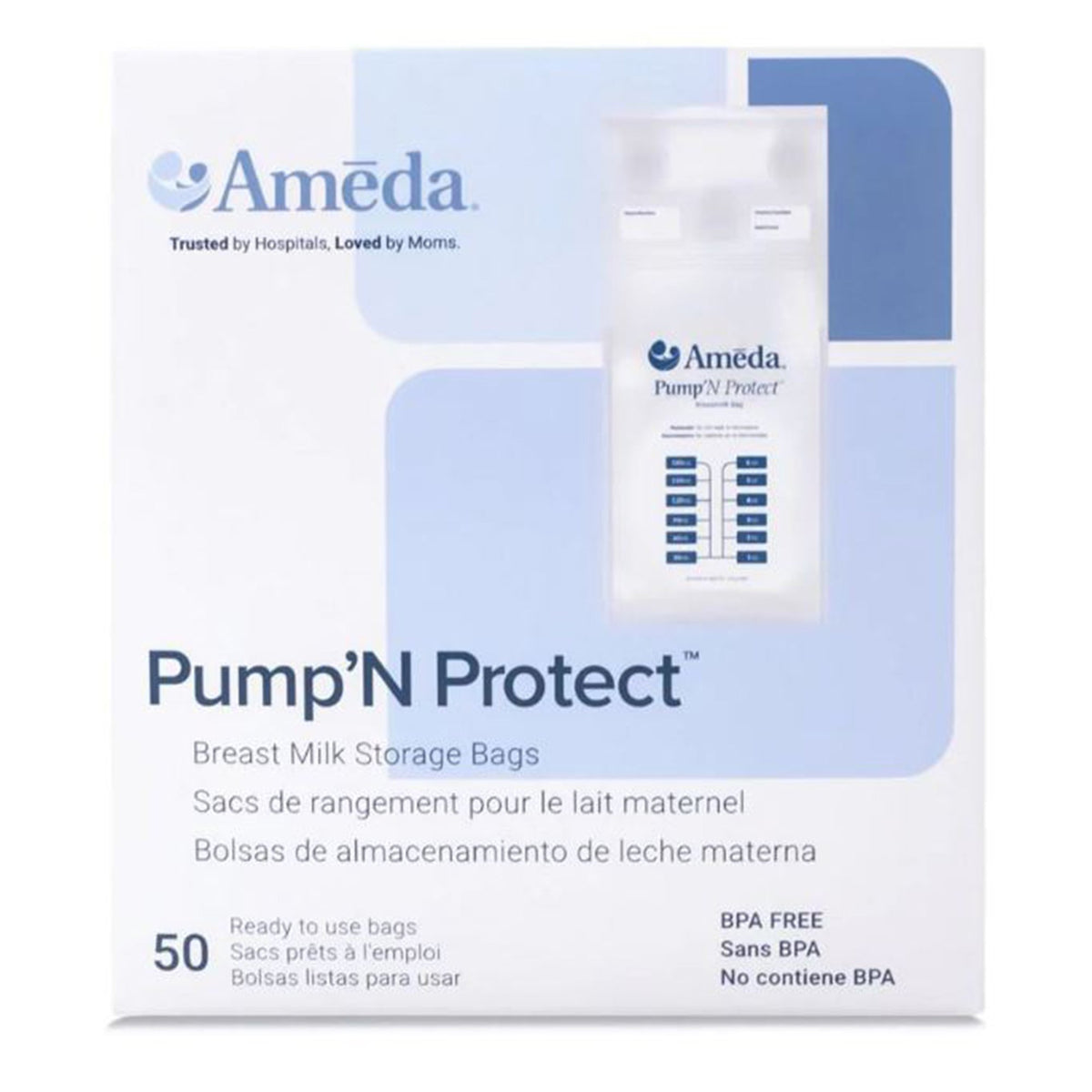 Breast Milk Storage Bag Ameda® Pump 'N Protect™ 6 oz. Plastic