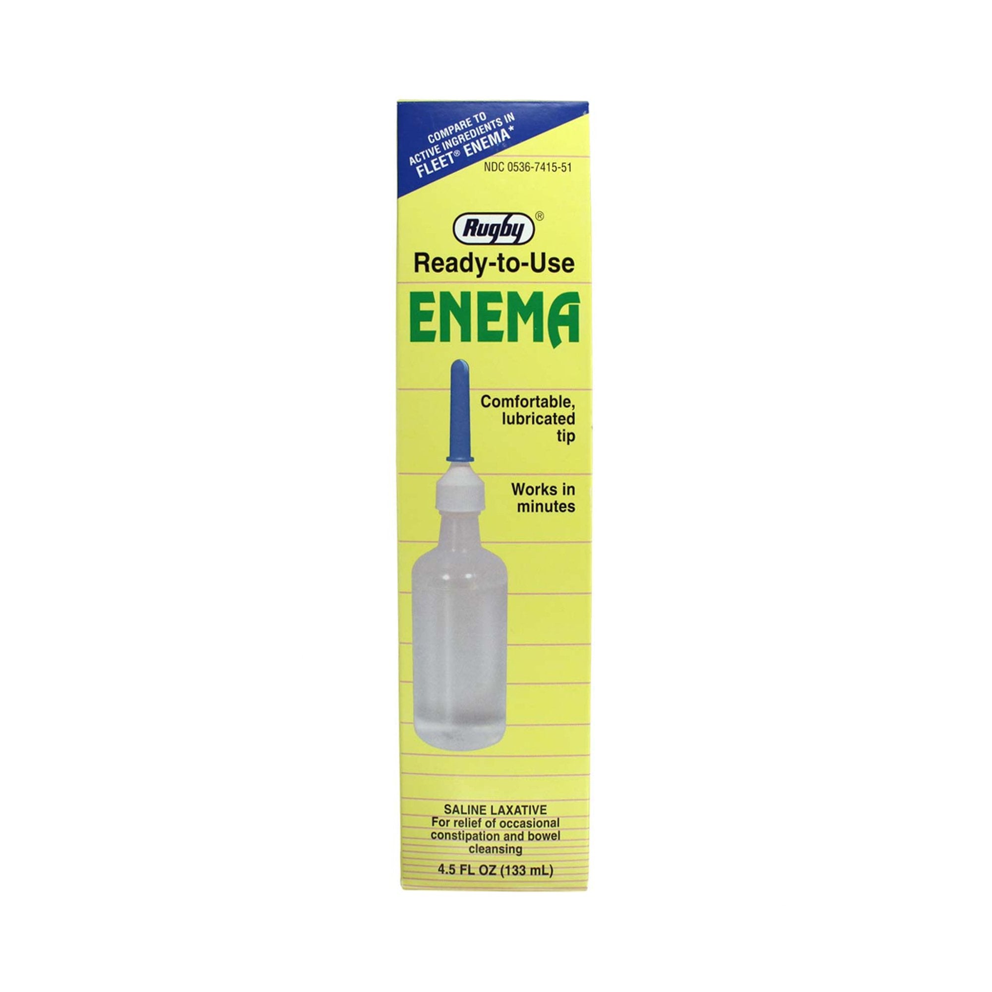 Enema Rugby® 4.5 oz. 19 Gram - 7 Gram Strength Monobasic Sodium Phosphate / Dibasic Sodium Phosphate