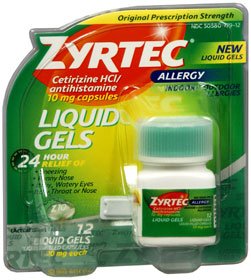 Allergy Relief Zyrtec® 10 mg Strength Liqui-Gel 12 per Bottle
