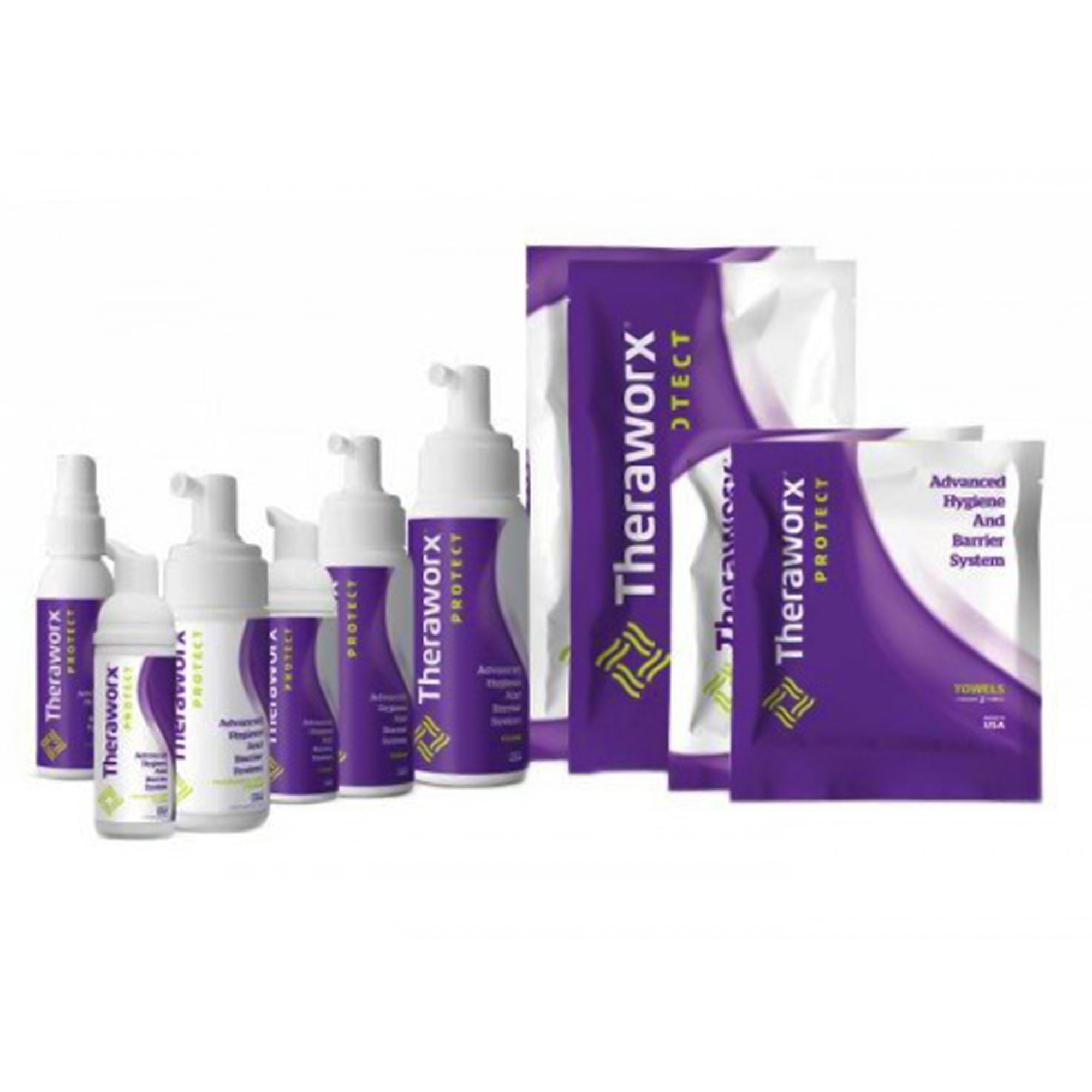 Rinse-Free Cleanser Theraworx® Protect Advanced Hygiene and Barrier System Foaming 1.7 oz. Pump Bottle Lavender Scent