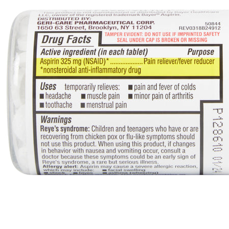 Pain Relief McKesson Brand 325 mg Strength Aspirin Tablet 100 per Bottle