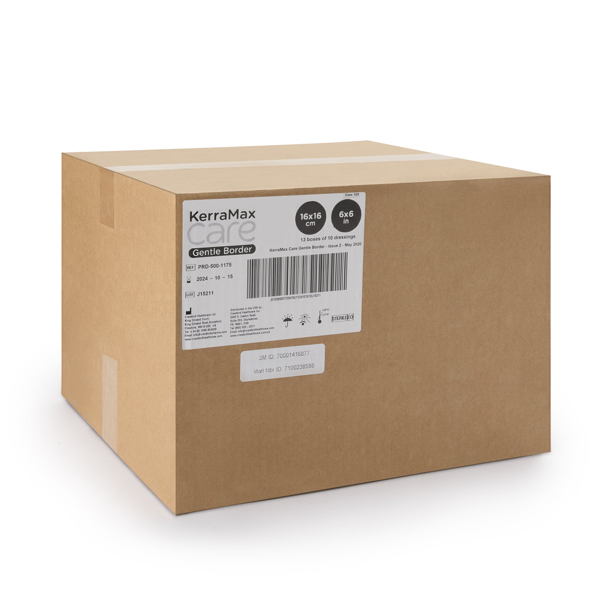 Super Absorbent Dressing KerraMax Care® Gentle Border 6 X 6 Inch Square