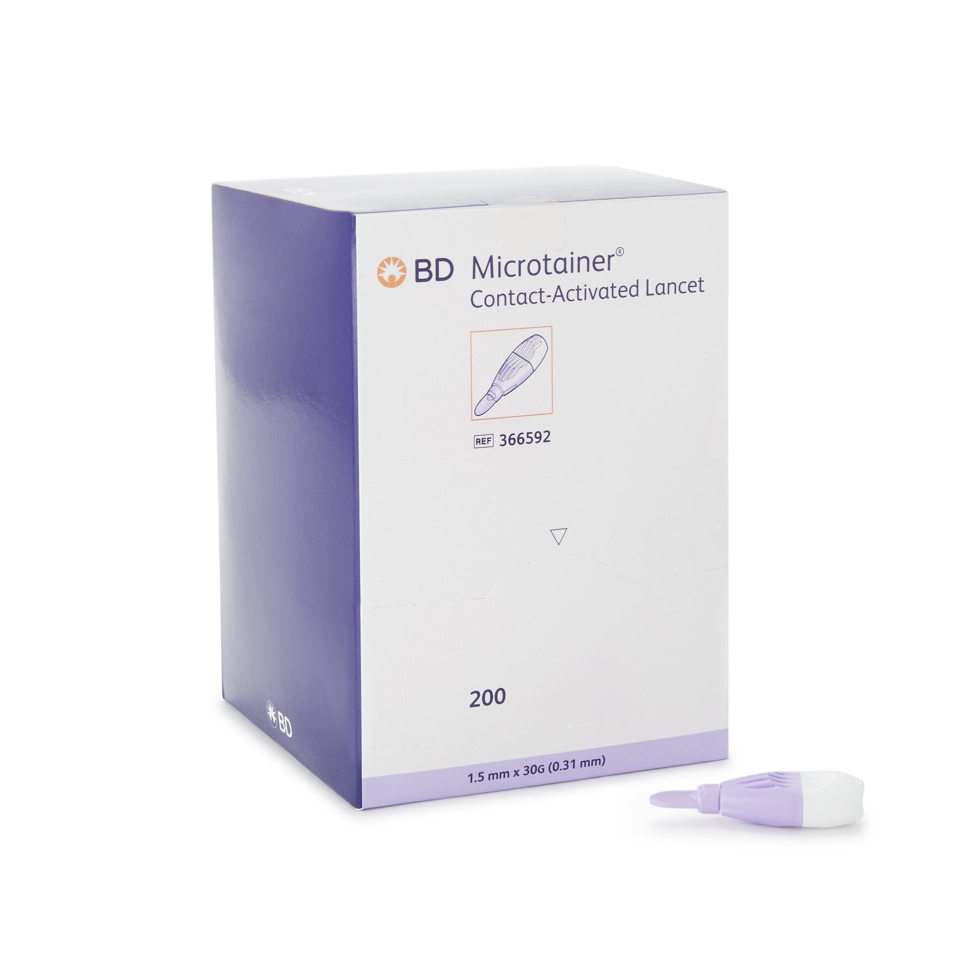 Safety Lancet BD Microtainer® 30 Gauge Retractable Pressure Activated Finger