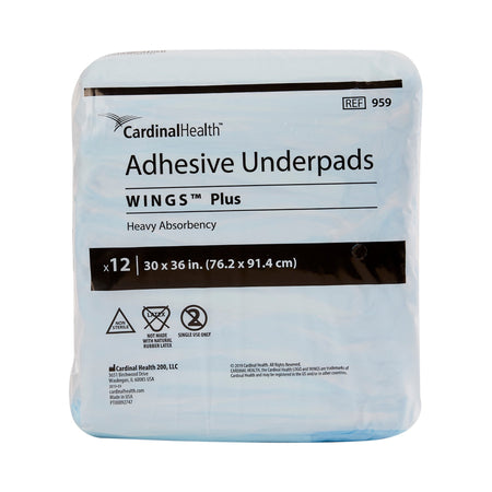 Disposable Underpad Wings™ Plus 30 X 36 Inch Fluff / Polymer Heavy Absorbency