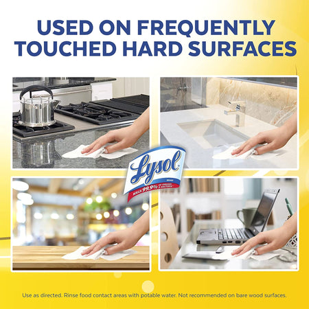 Lysol® Surface Disinfectant Cleaner Premoistened Manual Pull Wipe 80 Count Soft Pack Lemon Lime Blossom Scent NonSterile