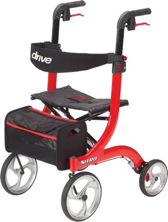 4 Wheel Rollator drive™ Nitro White Adjustable Height / Folding Aluminum Frame