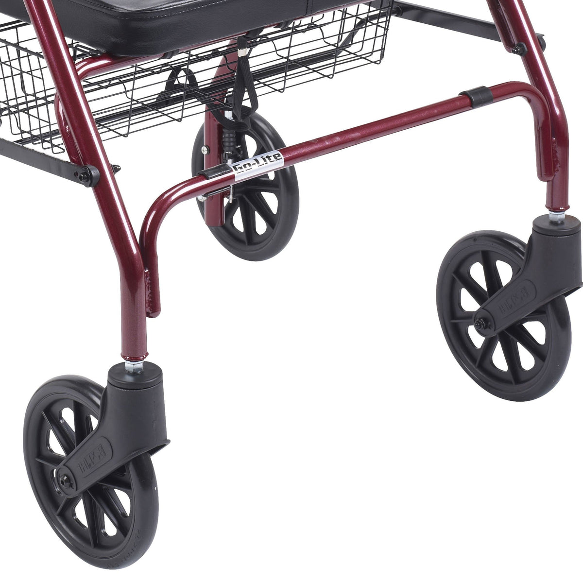 Bariatric 4 Wheel Rollator drive™ Go-Lite Red Adjustable Height / Folding Steel Frame