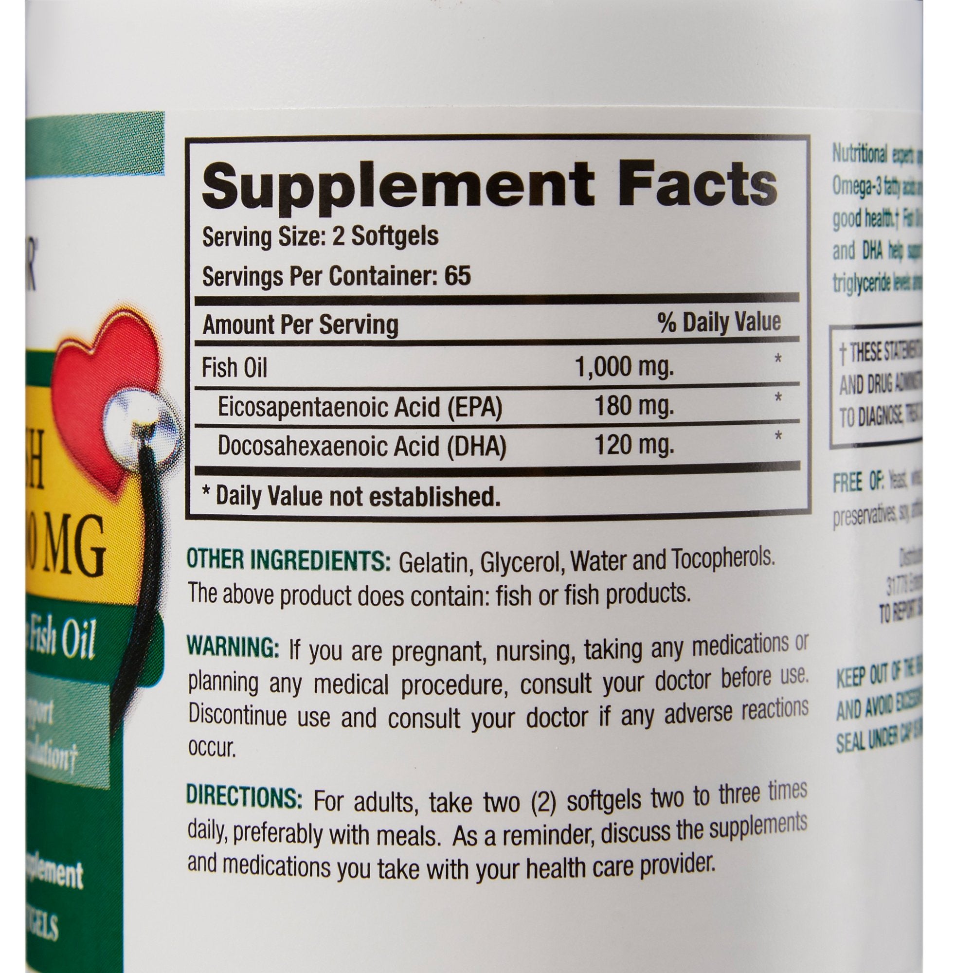 Omega 3 Supplement Major® Fish Oil 500 mg Strength Softgel 130 per Bottle