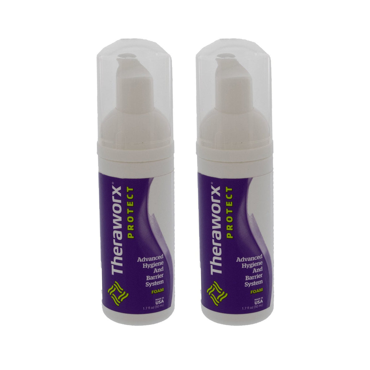 Rinse-Free Cleanser Theraworx® Protect Advanced Hygiene and Barrier System Foaming 1.7 oz. Pump Bottle Lavender Scent