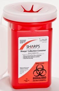 Sharps Container Pro-Tec® Red Base 7 H X 4.5 W X 4.5 L Inch Vertical Entry 0.25 Gallon