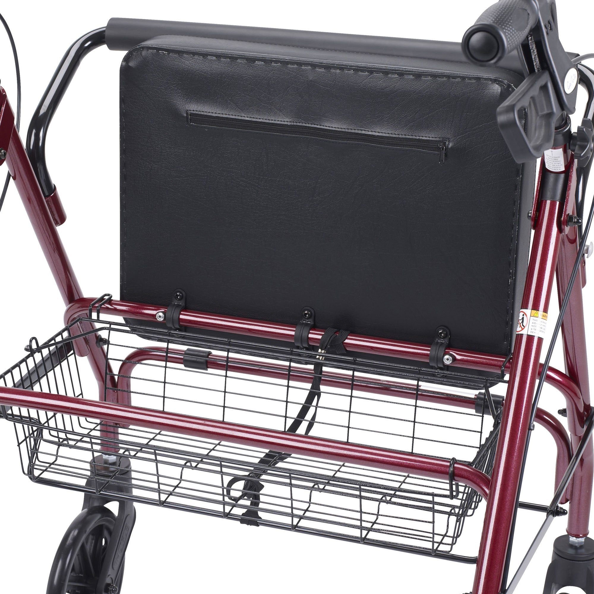 Bariatric 4 Wheel Rollator drive™ Go-Lite Red Adjustable Height / Folding Steel Frame