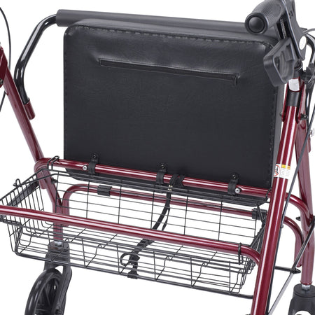 Bariatric 4 Wheel Rollator drive™ Go-Lite Red Adjustable Height / Folding Steel Frame