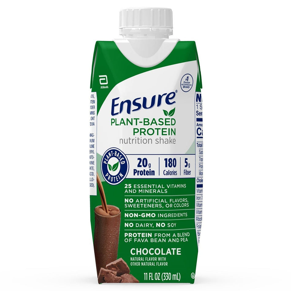 Oral Supplement Ensure® Plant Based Protein Nutrition Shake Chocolate Flavor Liquid 11 oz. Carton
