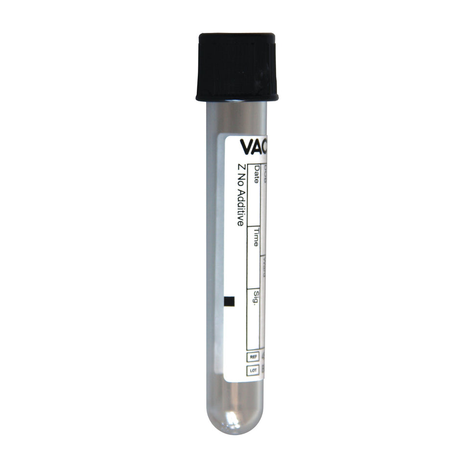 VACUETTE® Z No Additive Venous Blood Collection Tube Plain 13 X 75 mm 2 mL Black Pull Cap Polyethylene Terephthalate (PET) Tube