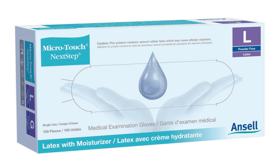 Exam Glove Micro-Touch® NextStep® Large NonSterile Latex Standard Cuff Length Fully Textured Green Not Rated