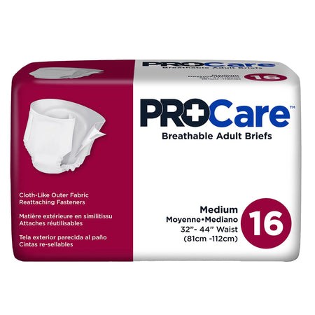 Unisex Adult Incontinence Brief ProCare™ Medium Disposable Heavy Absorbency