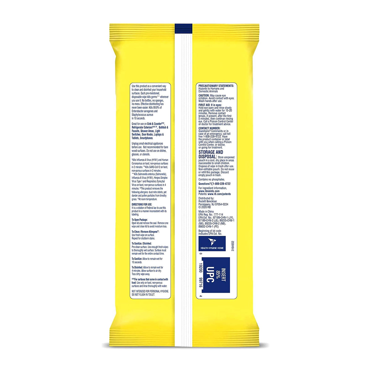 Lysol® Surface Disinfectant Cleaner Premoistened Manual Pull Wipe 80 Count Soft Pack Lemon Lime Blossom Scent NonSterile