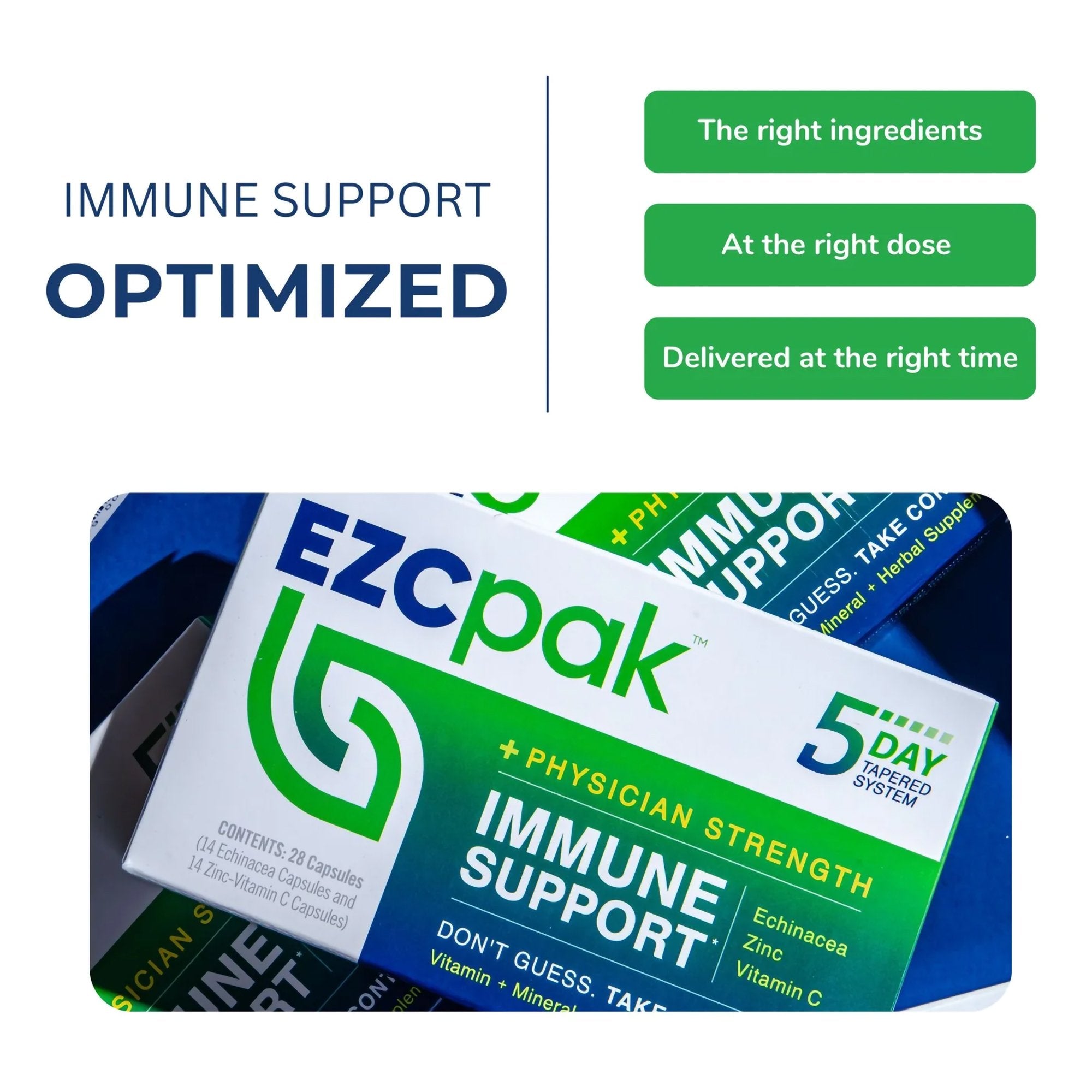 Vitamin and Mineral Supplement EZC Pak™ Echinacea / Zinc / Ascorbic Acid Capsule 28 per Box